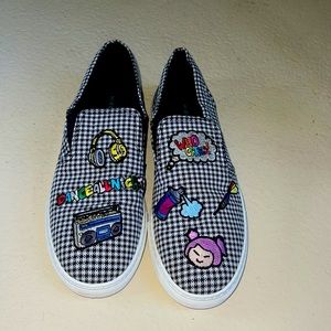 Mira Mikati embroidered houndstooth slip on sneakers